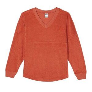 Pink Victoria's Secret Small Beach Terry VNeck Shirt Short Matching Set Rust NWT